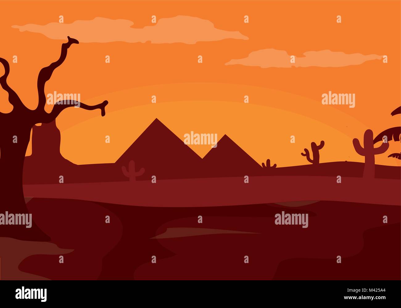 Desert and sunset Stock Vector Image & Art - Alamy