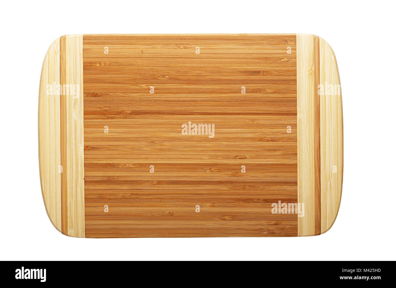 bamboo rectangular wooden cutting board, top view, isolated Stock Photo ...