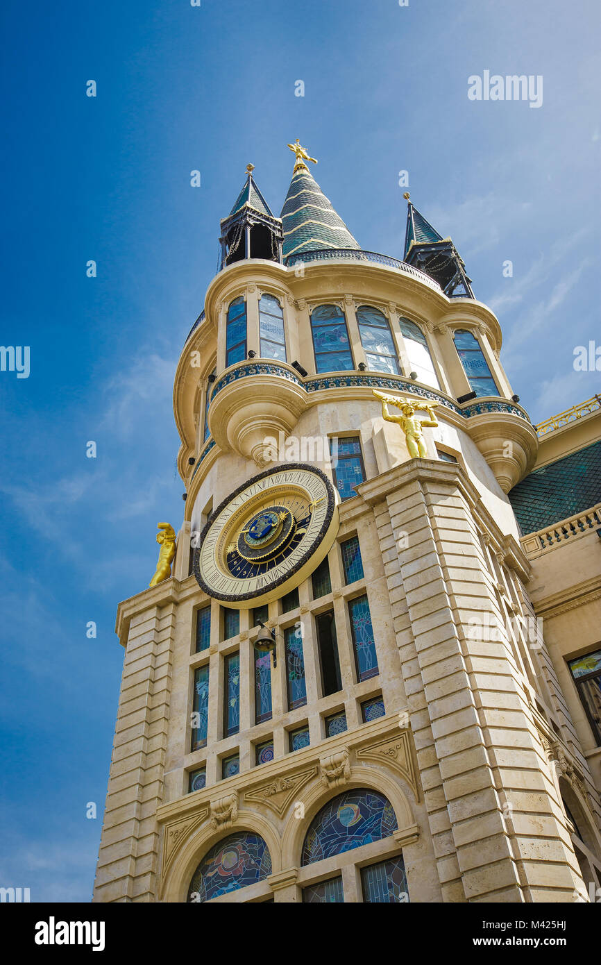 astronomical clock in Georgia, Batumi. Clock located on the building of the National Bank of Georgia. April 19, 2014 Stock Photo