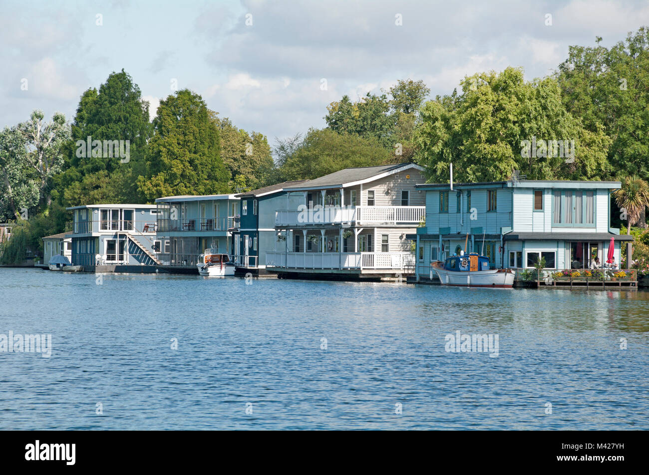 Hampton, East Molesey, River Thames, House Boats, Surrey, England, Stock Photo