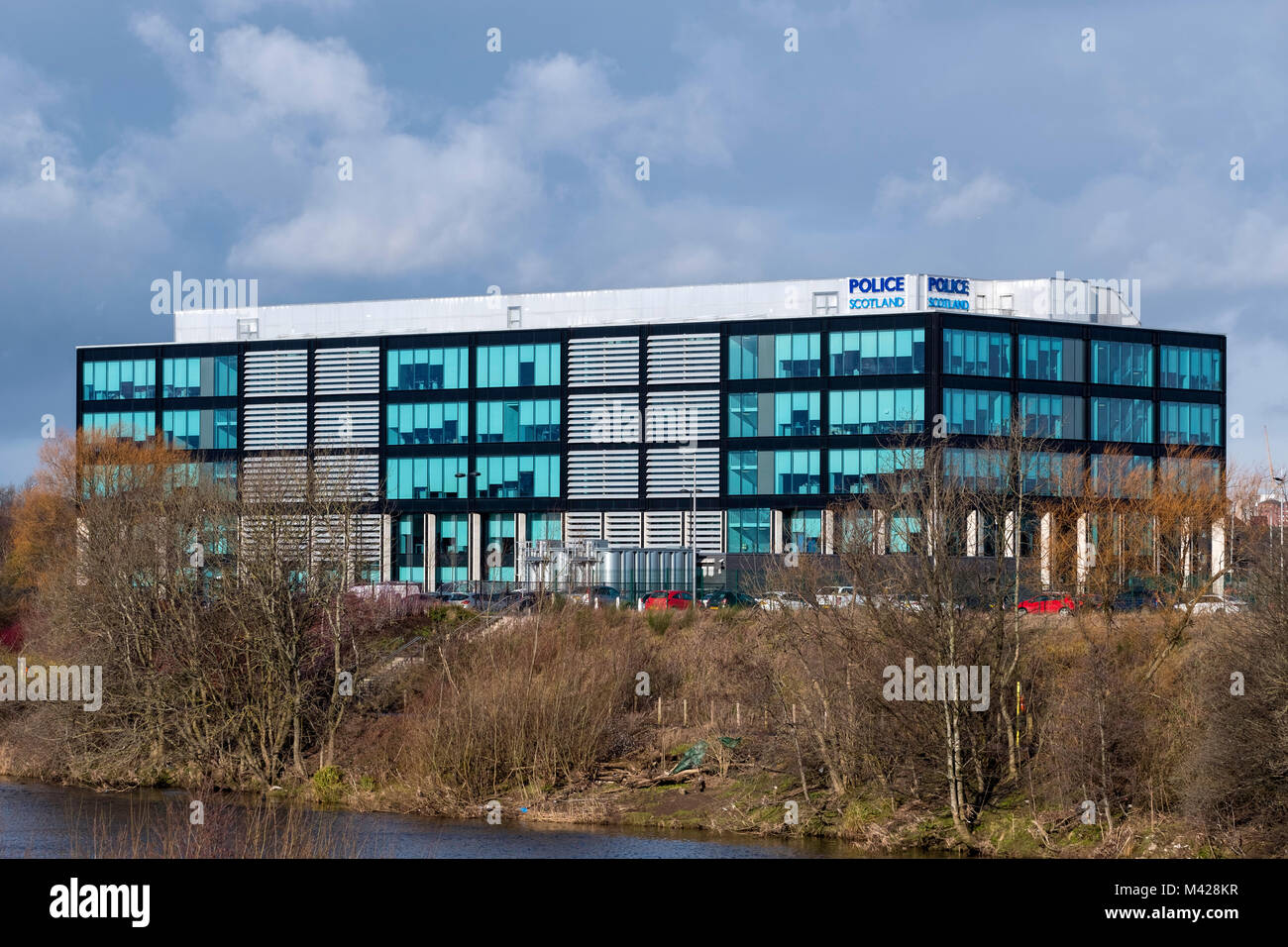 View of Police Scotland headquarters at Clyde Gateway beside River Clyde in Glasgow, Scotland, United Kingdom Stock Photo