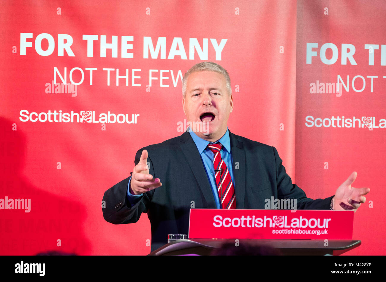 Labour Party Chair Ian Lavery MP gives speech at the Shottstown Miners Welfare Hall, Penicuik, Midlothian at the start of a tour of Scotland. Stock Photo
