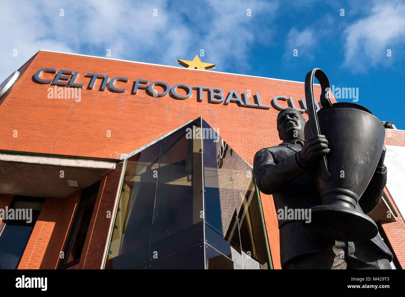 Statue of Jock Stein outside Celtic Park home of Celtic Football Club