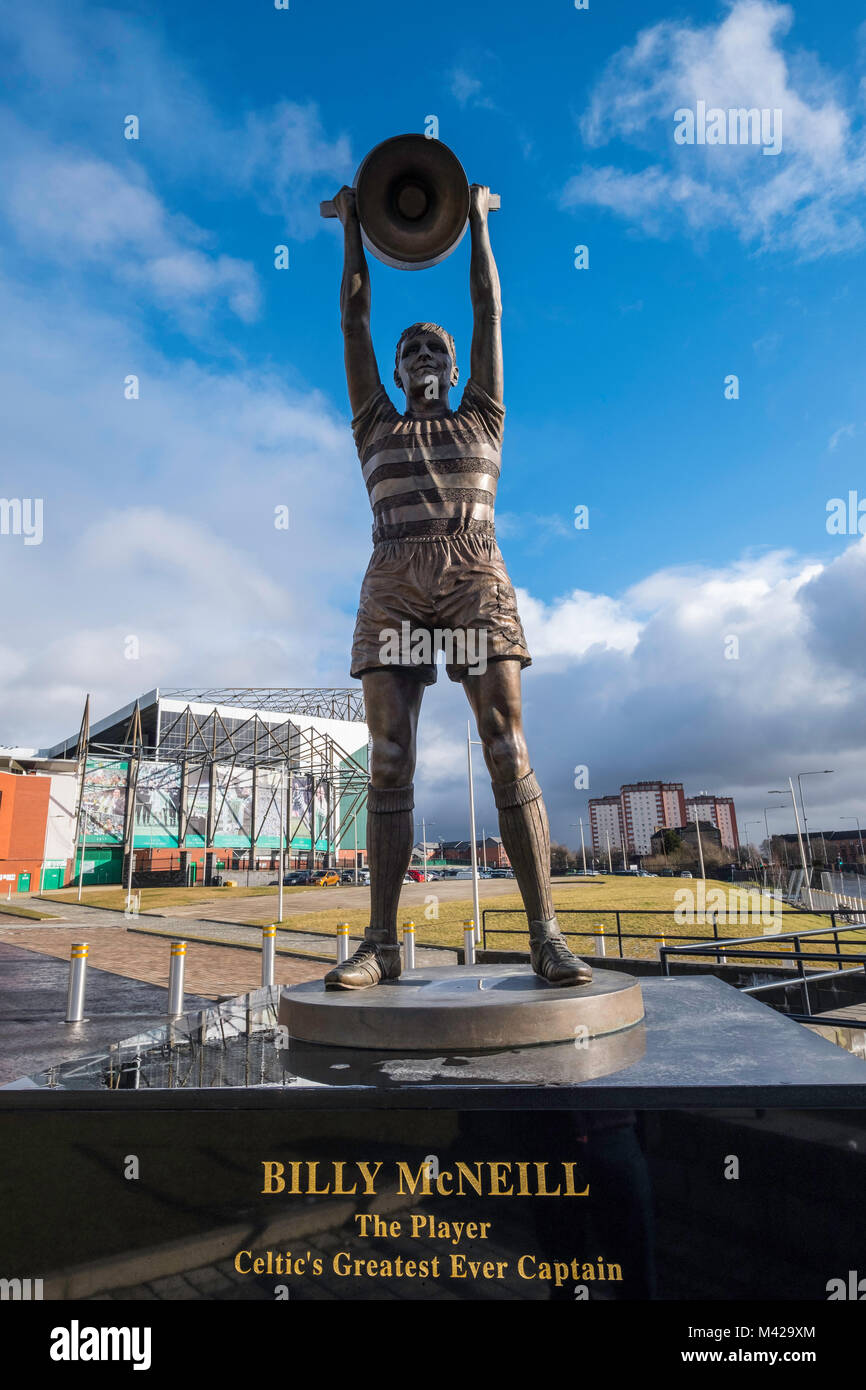 Statue of Billy McNeil outside Celtic Park home of Celtic Football Club
