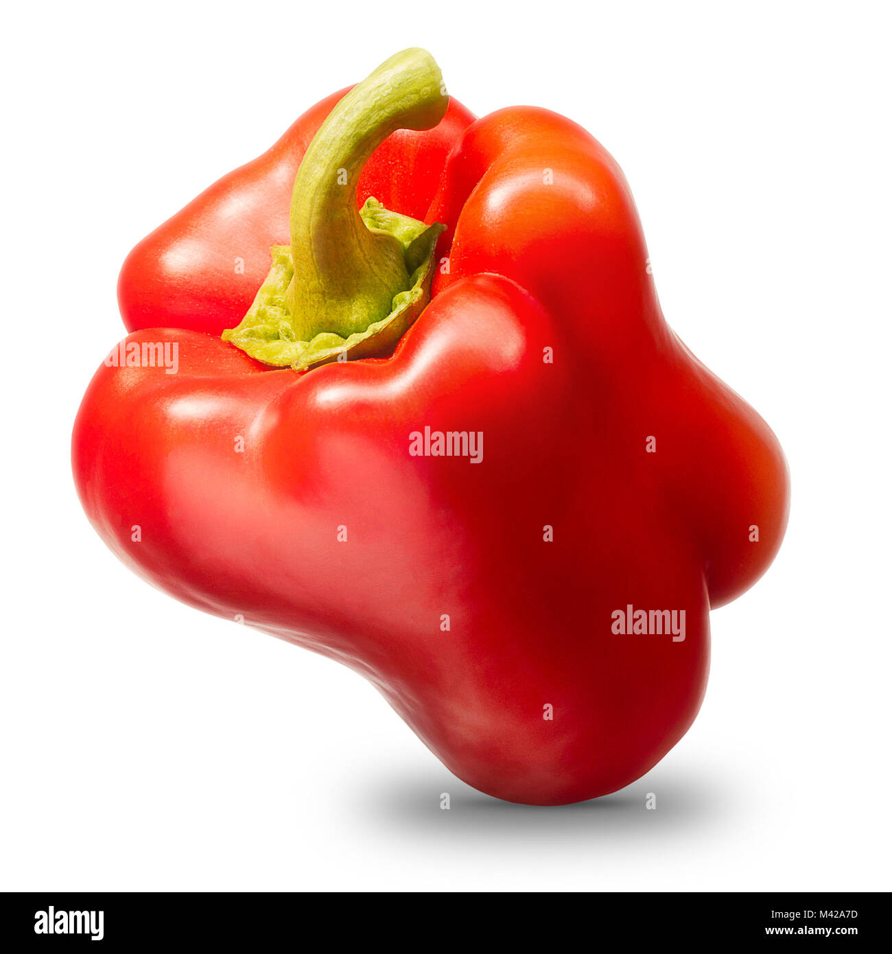 Single sweet red pepper isolated on white background with clipping path ...