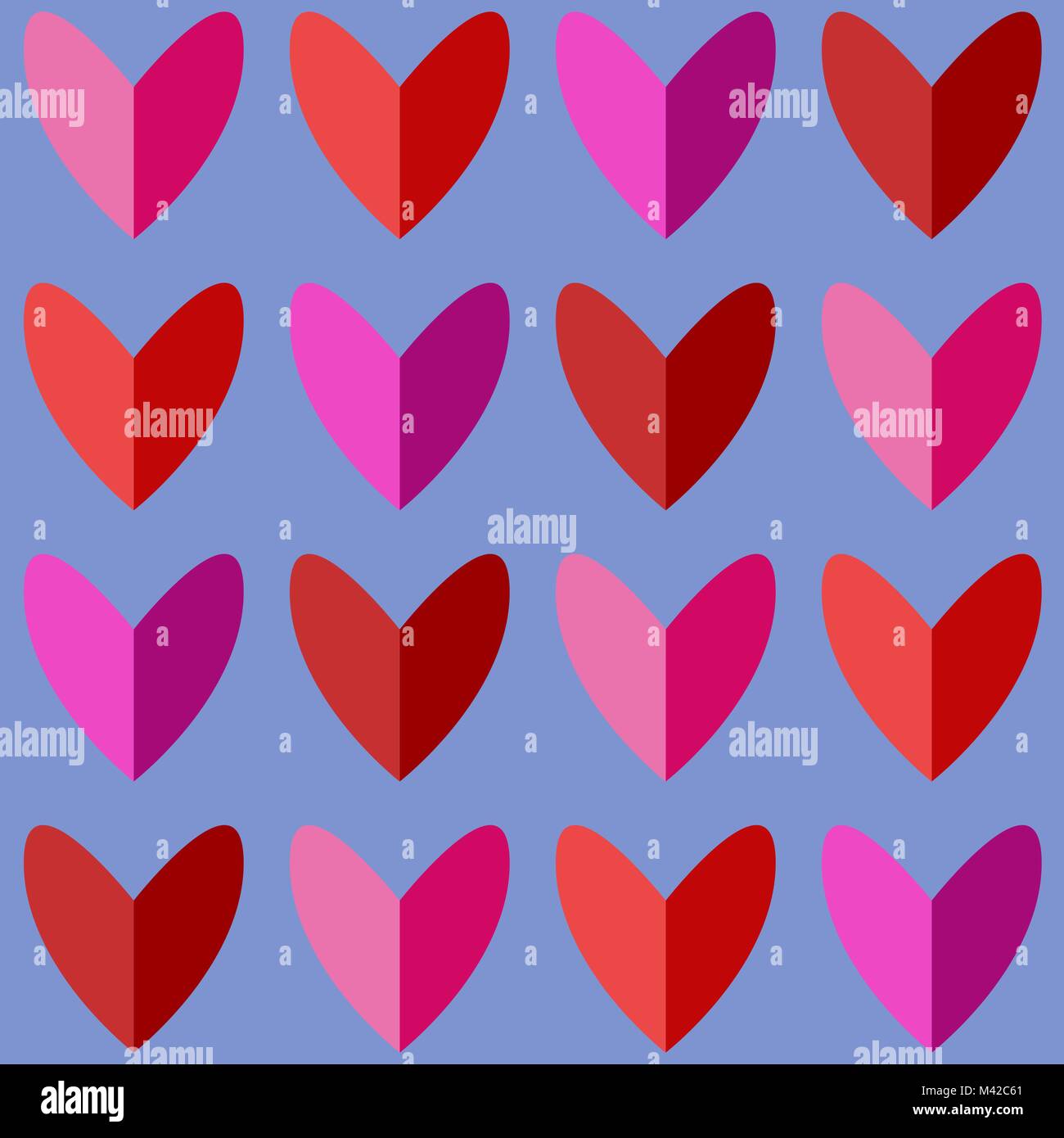 Seamless pattern with hearts in pink and red tones. Valentine's Day ...