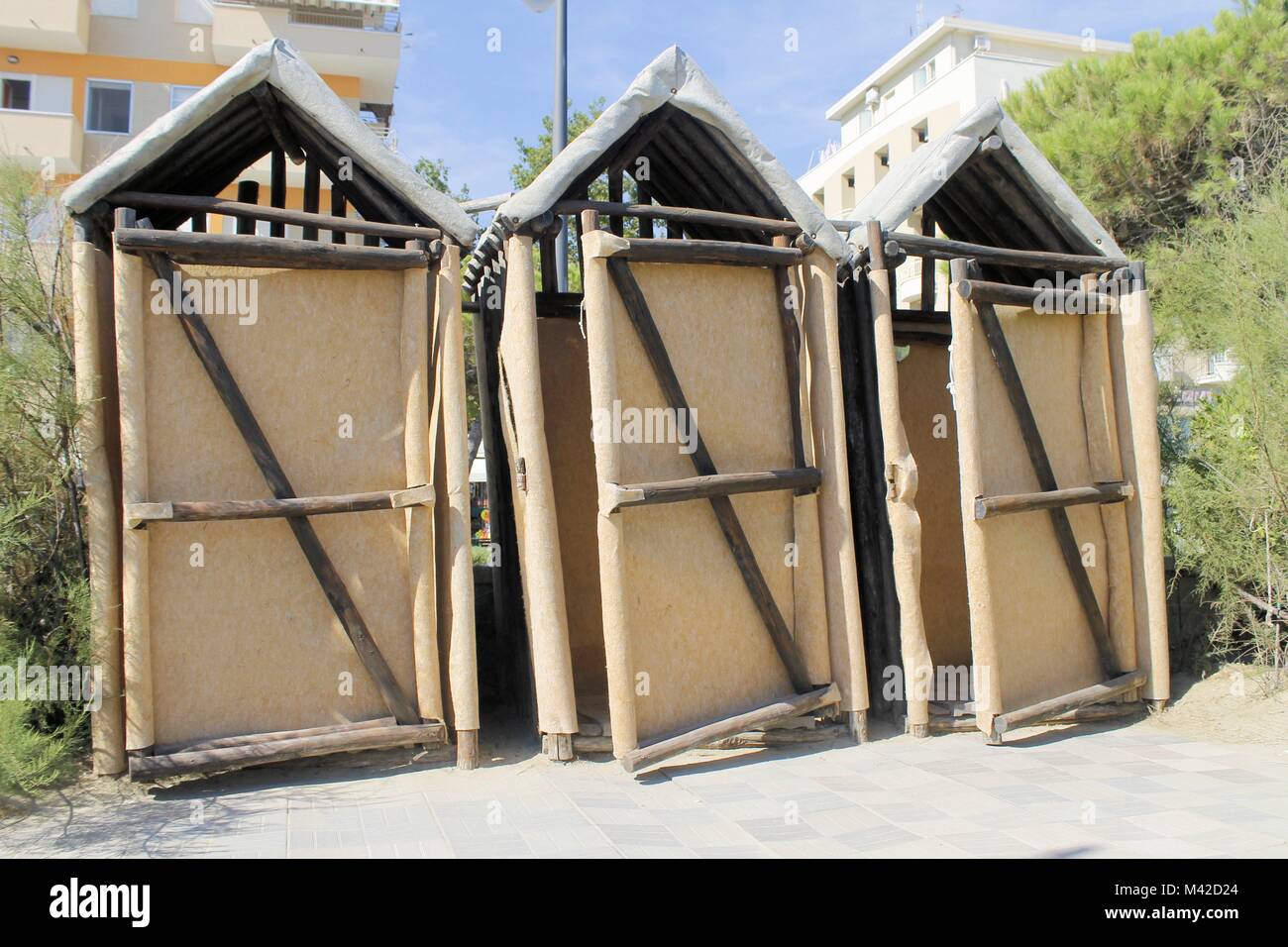 Beach Changing Rooms Cabins Sea Dressing Room Lockers Room Stock
