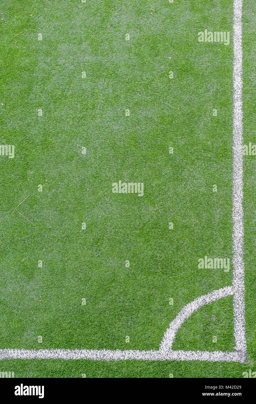 corner in the football field with artificial turf flag Stock Photo Alamy
