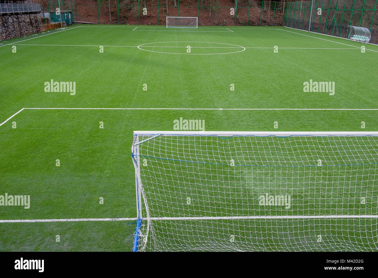 corner in the football field with artificial turf flag Stock Photo Alamy