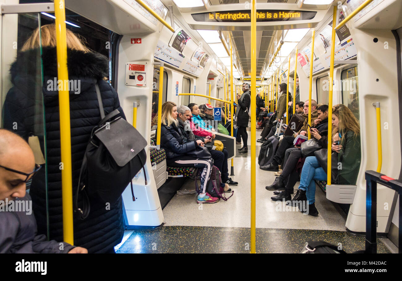Onboard a Hammersmith and City line london underground train Stock Photo -  Alamy