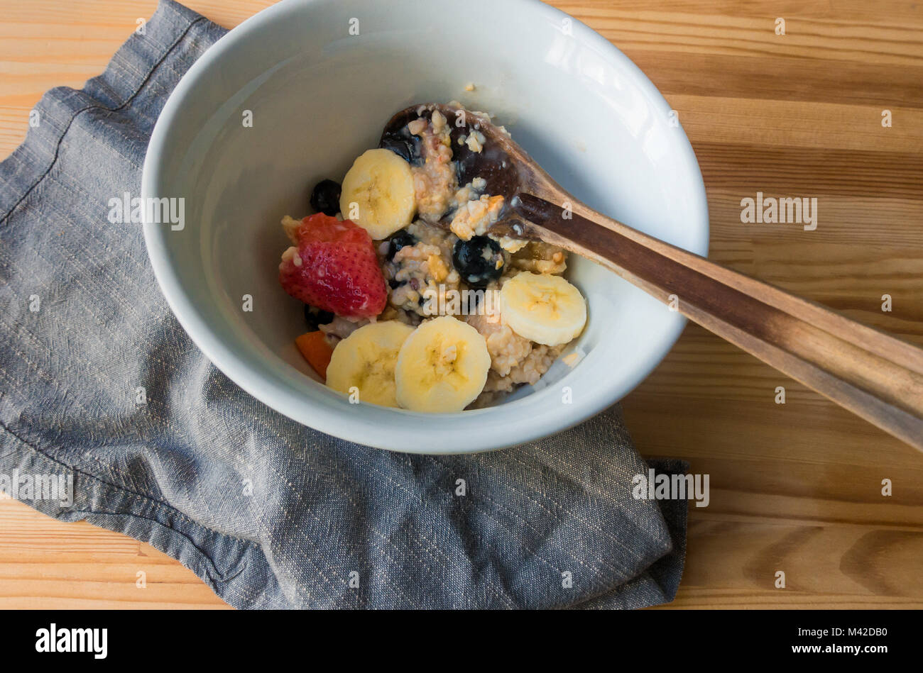 Oatmeal with fruit Stock Photo