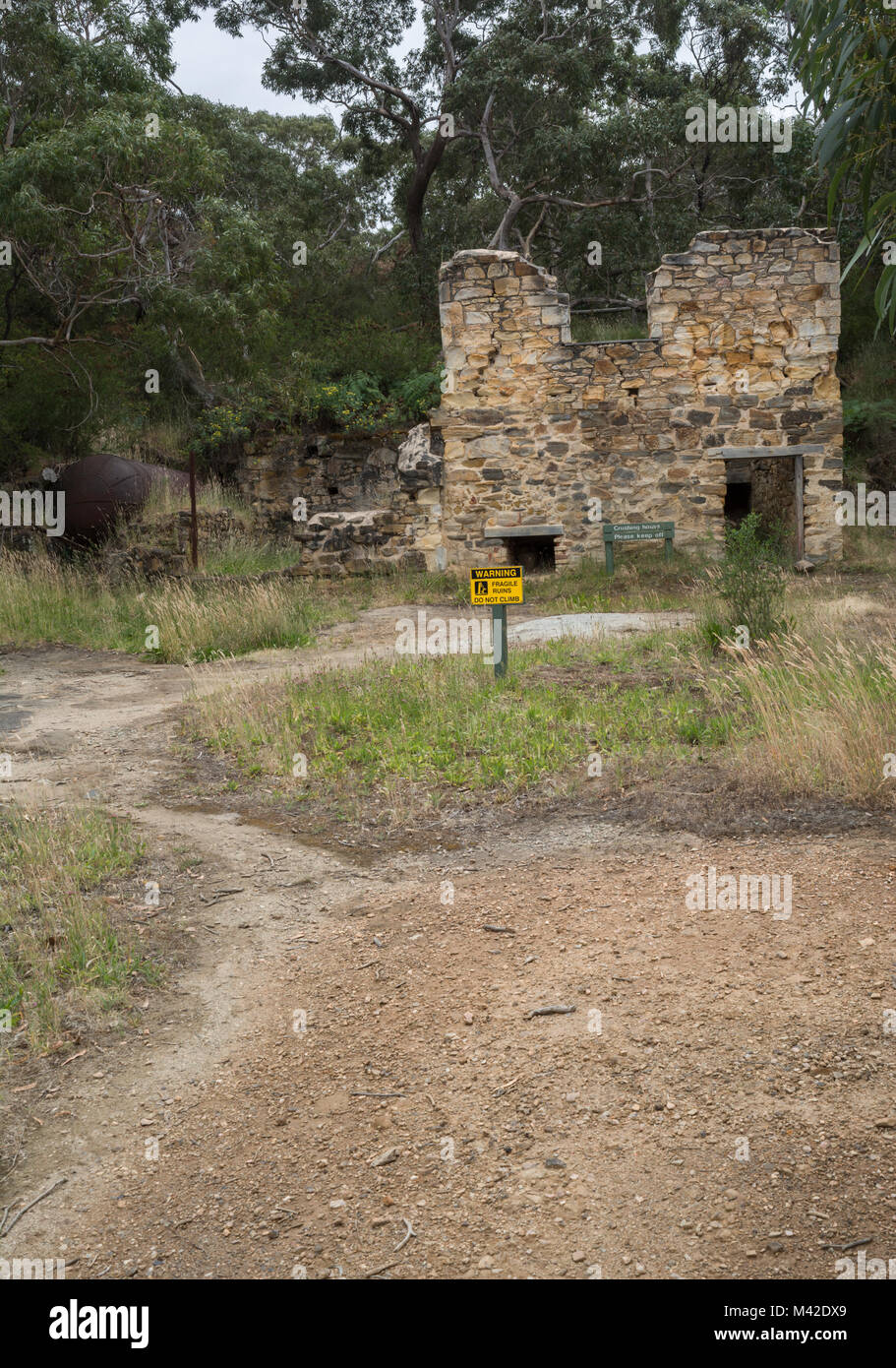 The old ruins of the two story Crushing House at the historic Talisker