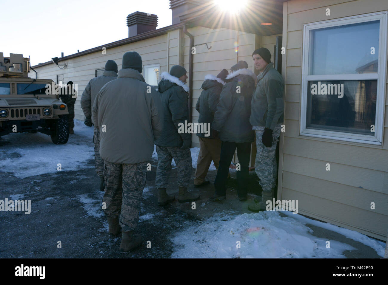 Leaders from Air Force Global Strike Command enter a missile alert facility near Mohall, N.D
