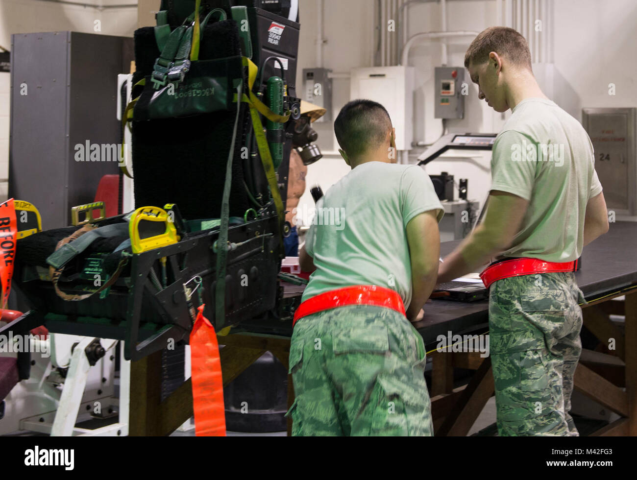 Airmen from the 18th Component Maintenance Squadron egress shop perform ...