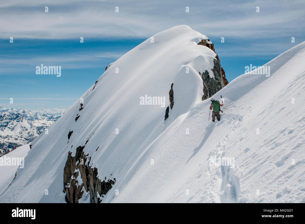 Mountainering at Kennedy peak, Malenco valley, Lombardy, Italy Stock Photo