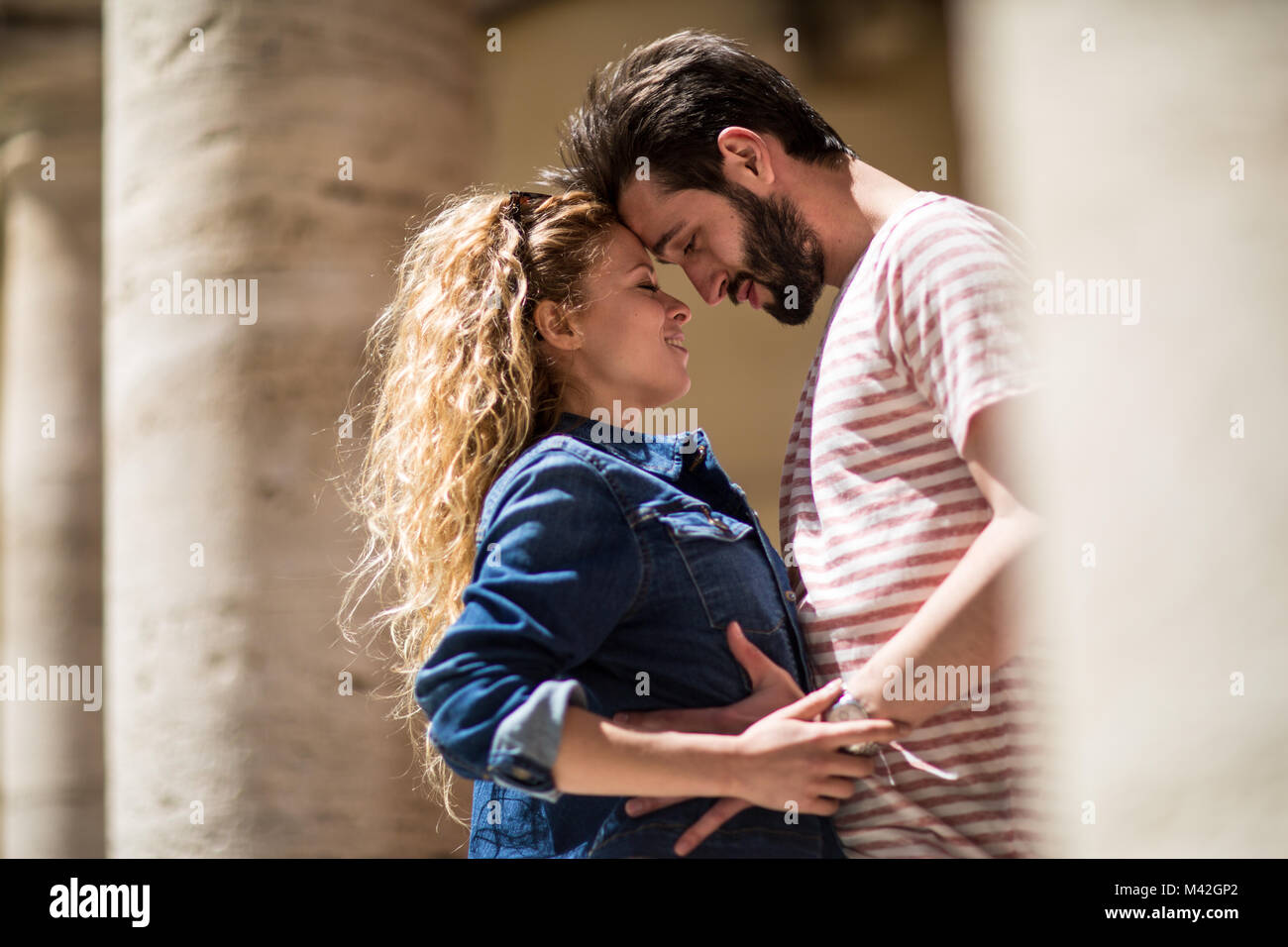 Young couple being romantic on vacation Stock Photo