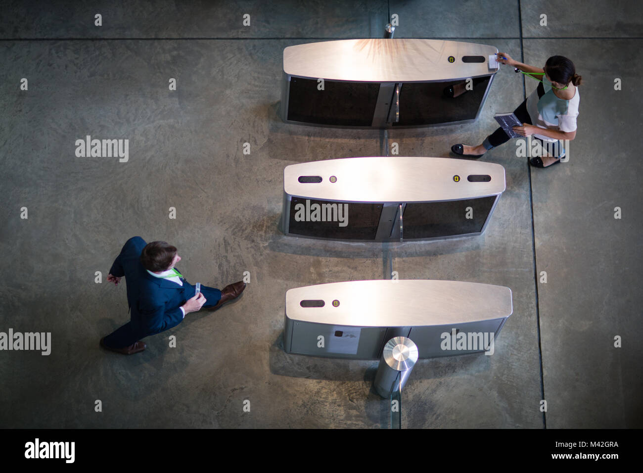 Overhead shot of security gates Stock Photo