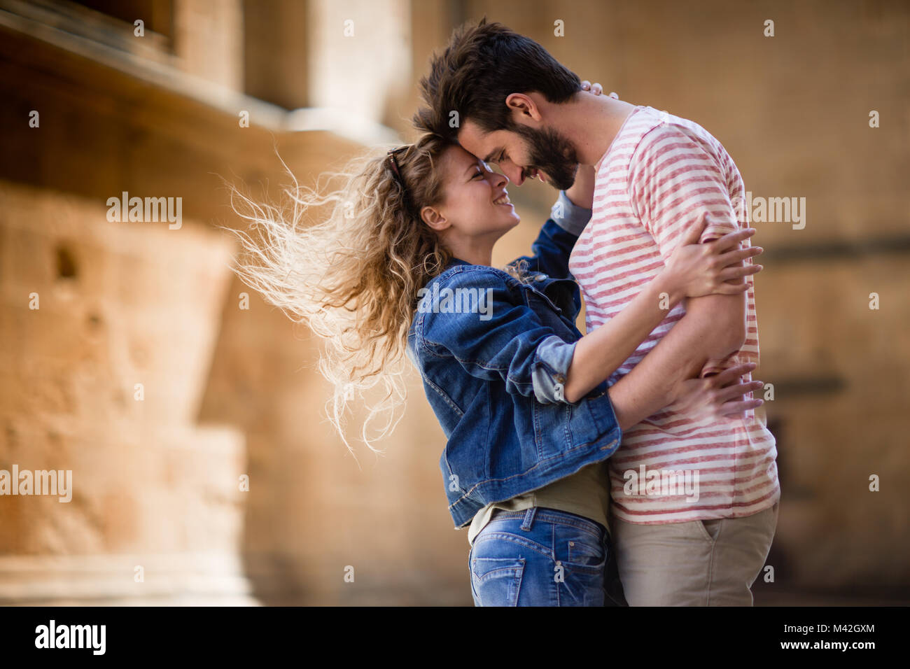 Young couple being romantic on vacation Stock Photo