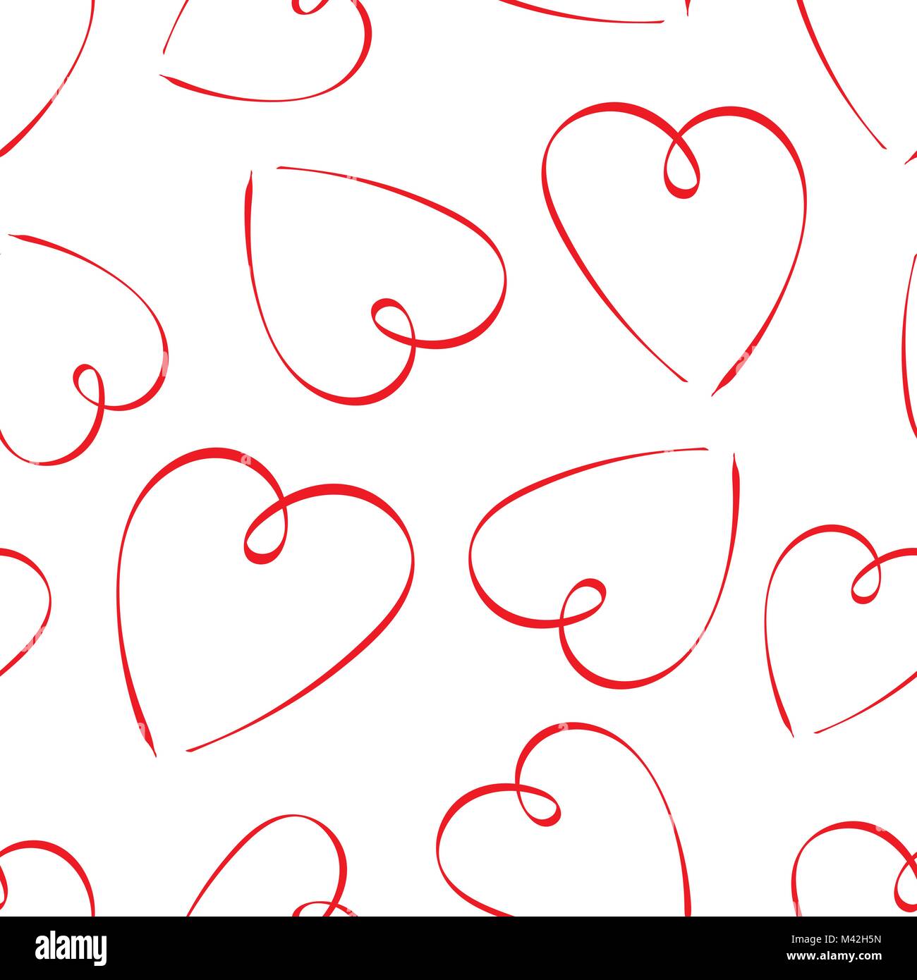 Hand drawn heart icon seamless pattern background. Business flat vector ...