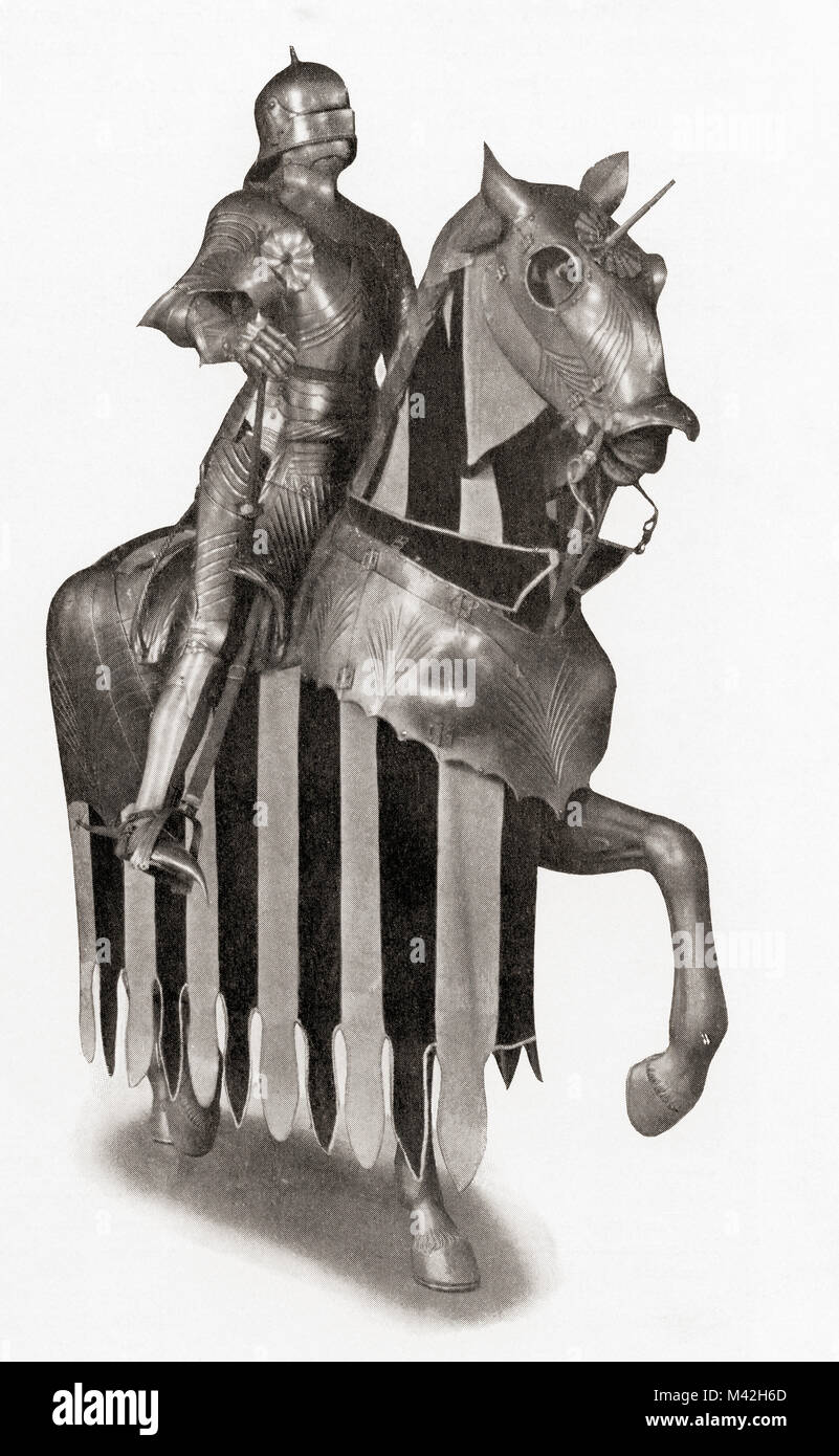 French Gothic armour, 1460-1480.   From Hutchinson's History of the Nations, published 1915. Stock Photo
