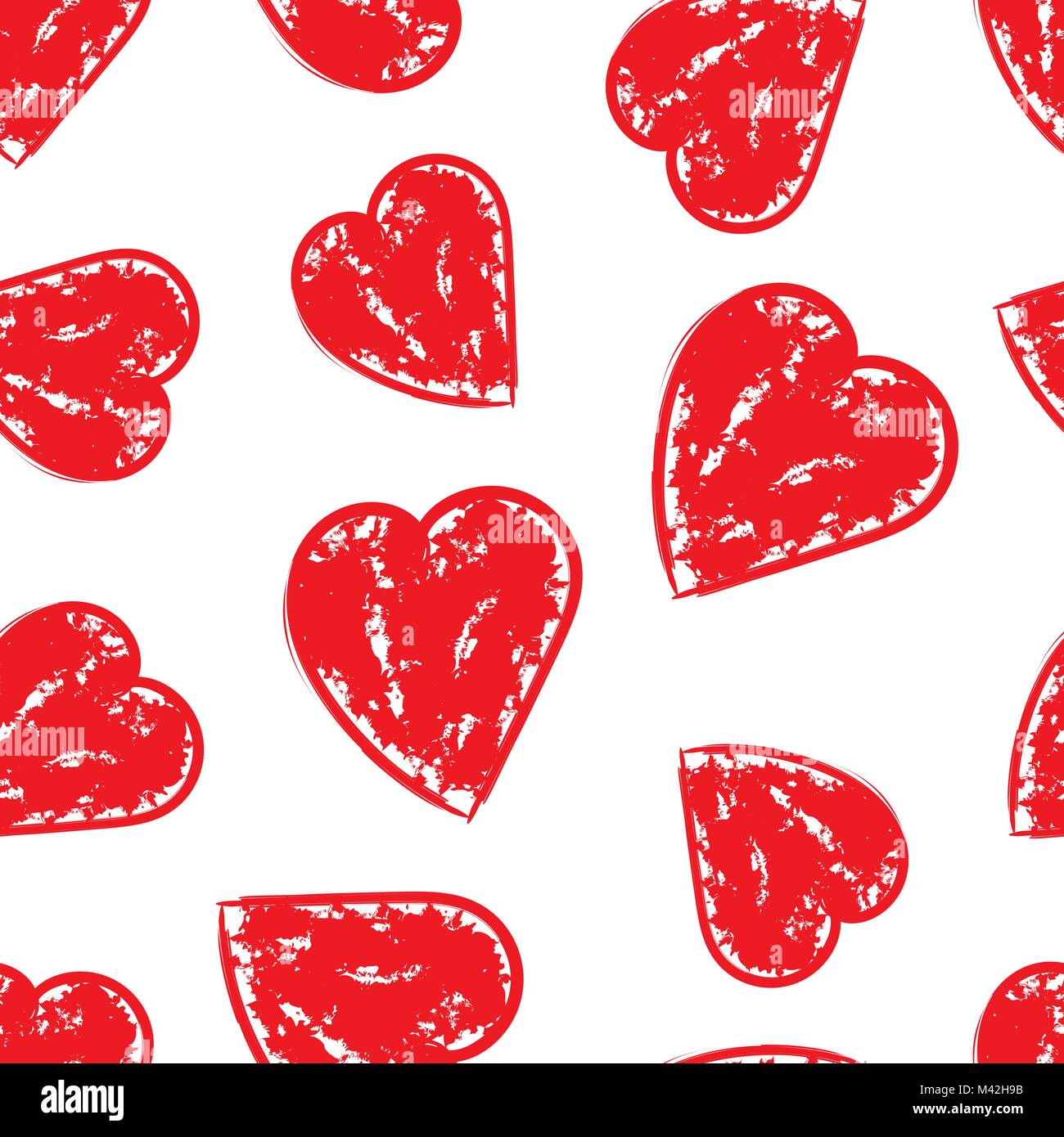 Hand drawn heart icon seamless pattern background. Business flat vector ...