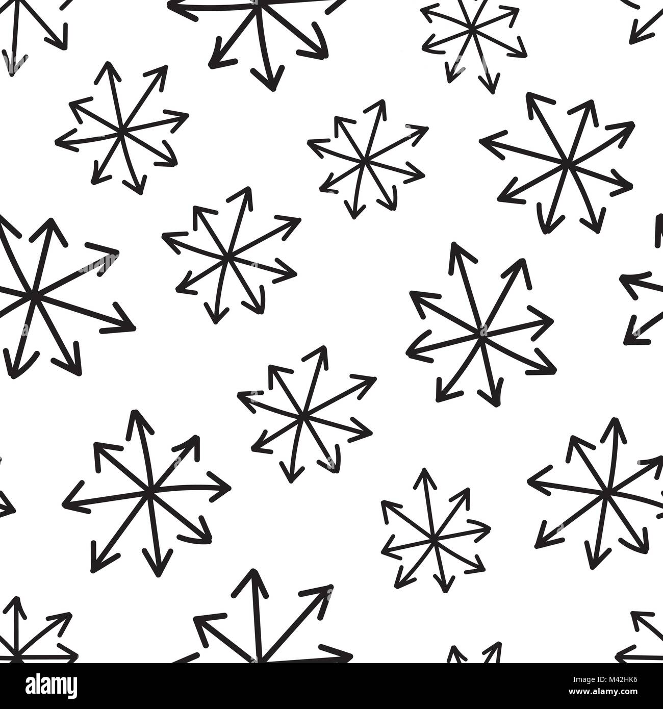 Hand drawn arrow icon seamless pattern background. Business flat vector ...