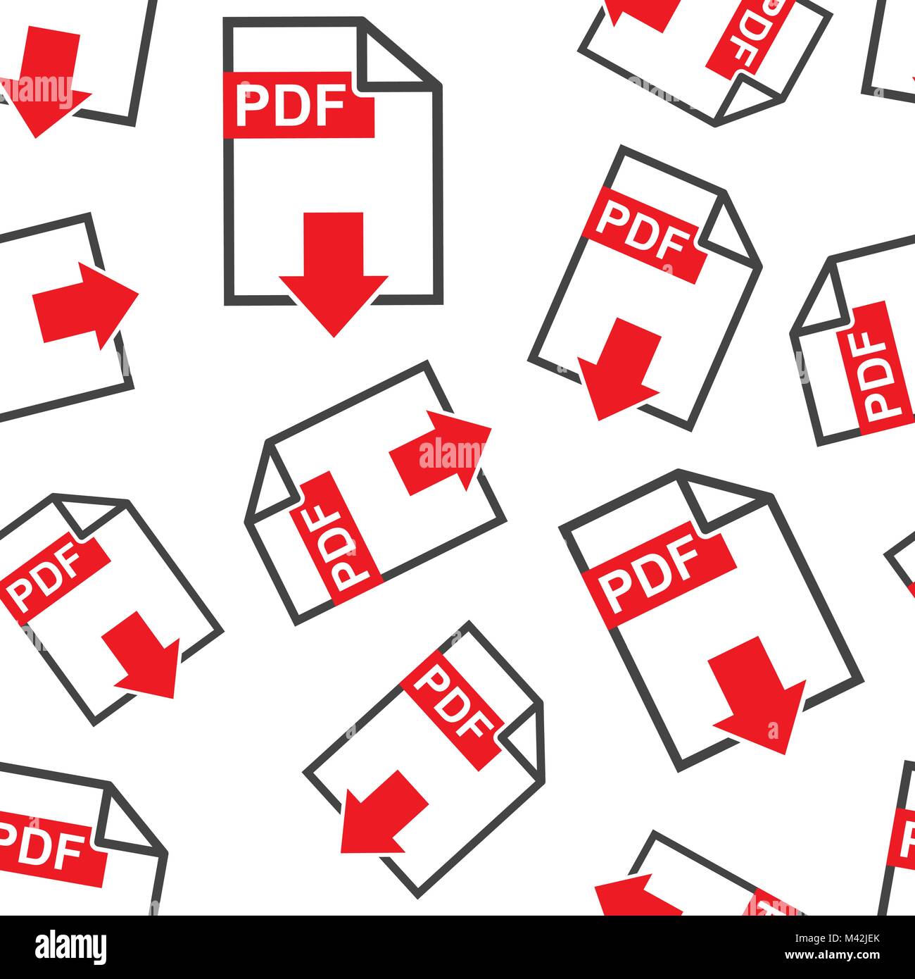 PDF download seamless pattern background. Business flat vector illustration. PDF format board sign symbol pattern. Stock Vector
