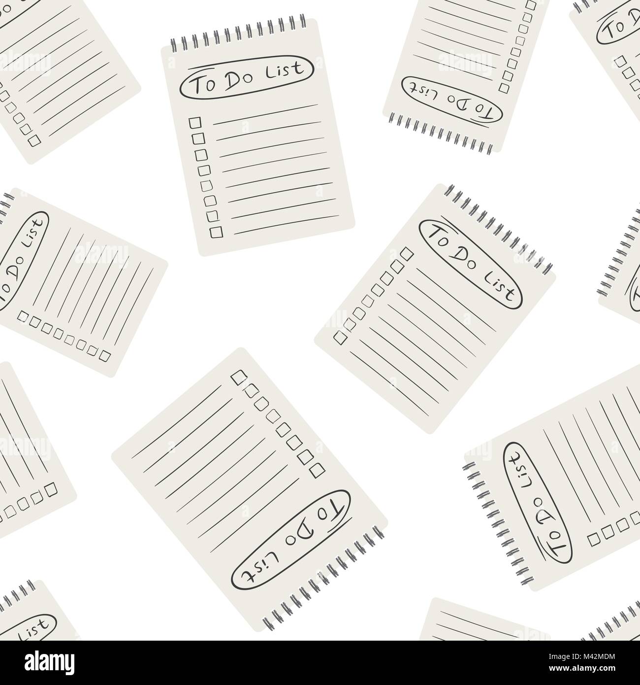 Realistic notepad with spiral seamless pattern background. Business