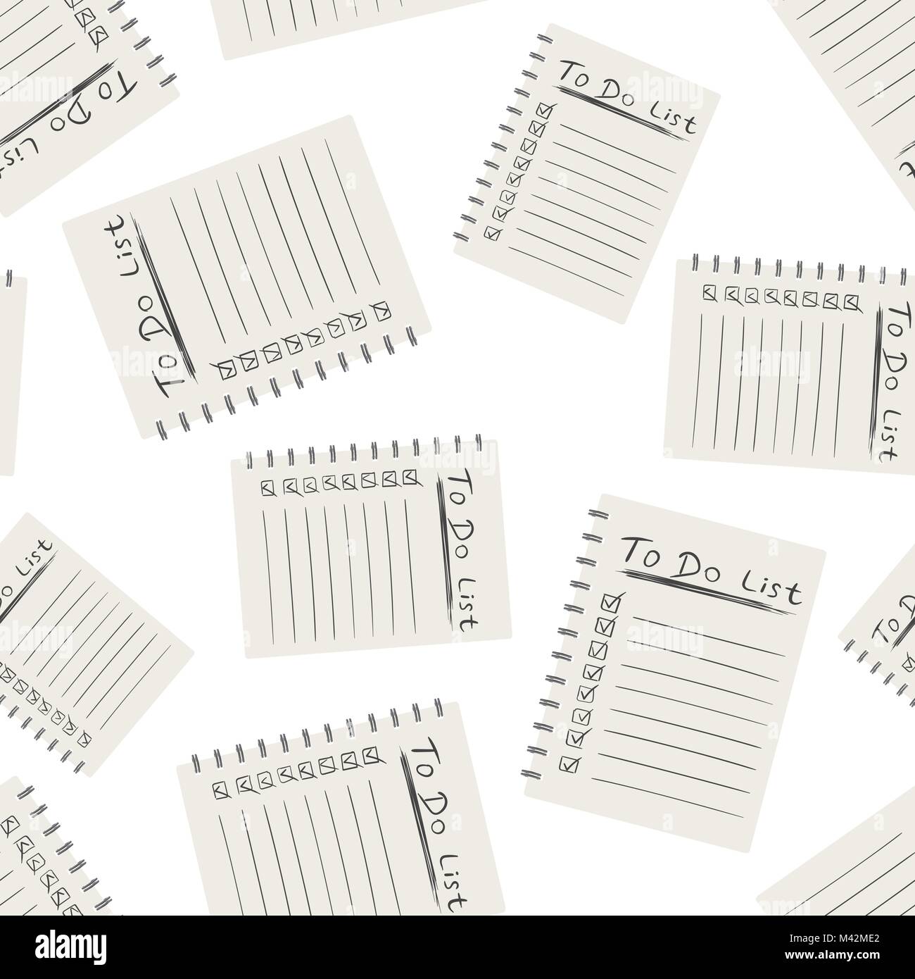 Realistic notepad with spiral seamless pattern background. Business