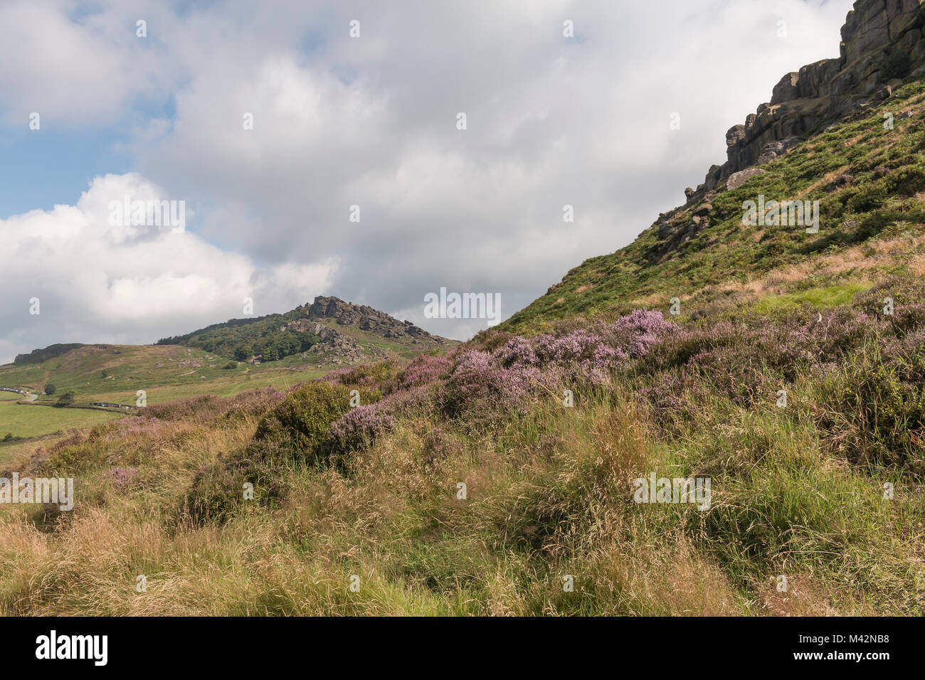 An image of the beautiful colours and stunning view taken whilst walking along the Roaches, Staffordshire, England, UK Stock Photo