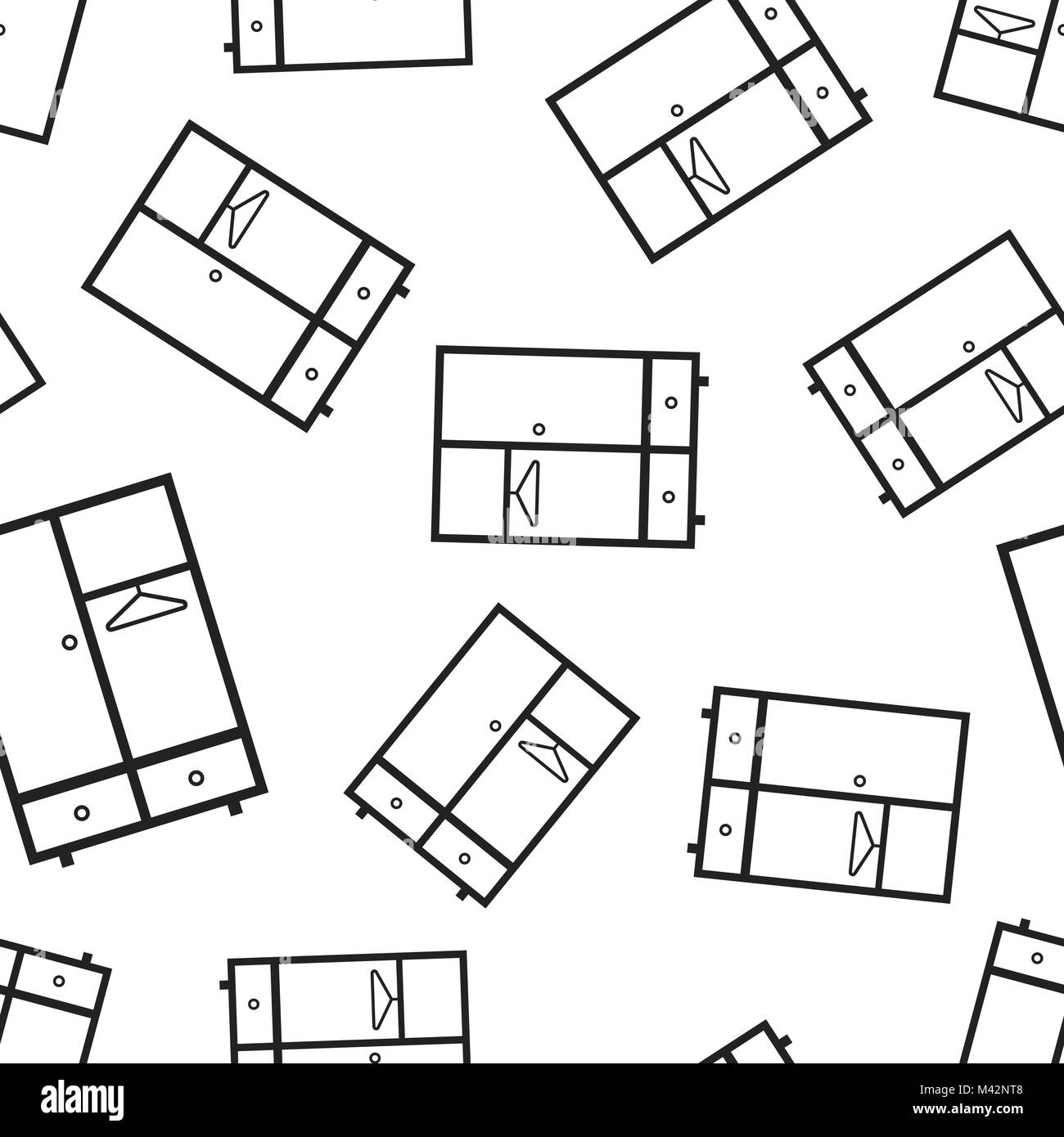 Cupboard furniture seamless pattern background. Business flat vector illustration. Furniture symbol pattern. Stock Vector