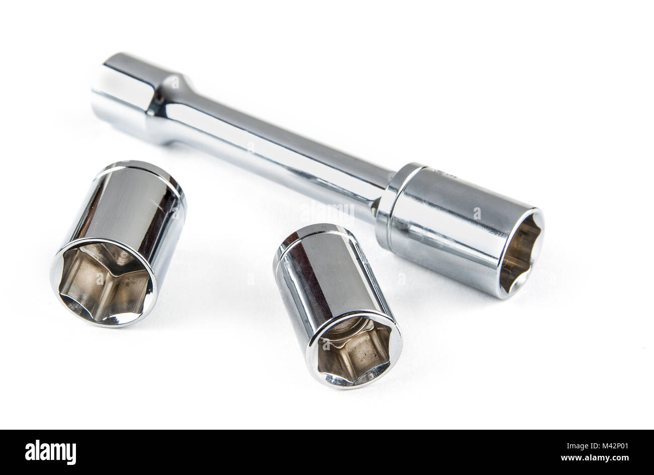 Set of stainless steel hex sockets for Torque Wrench Stock Photo Alamy