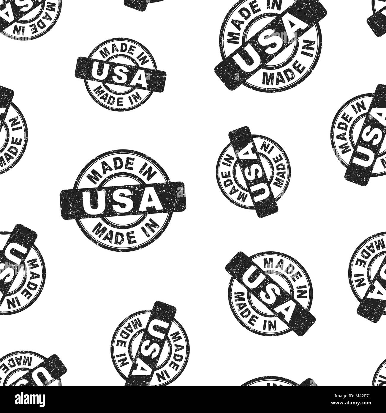 Made in USA stamp seamless pattern background. Business flat vector