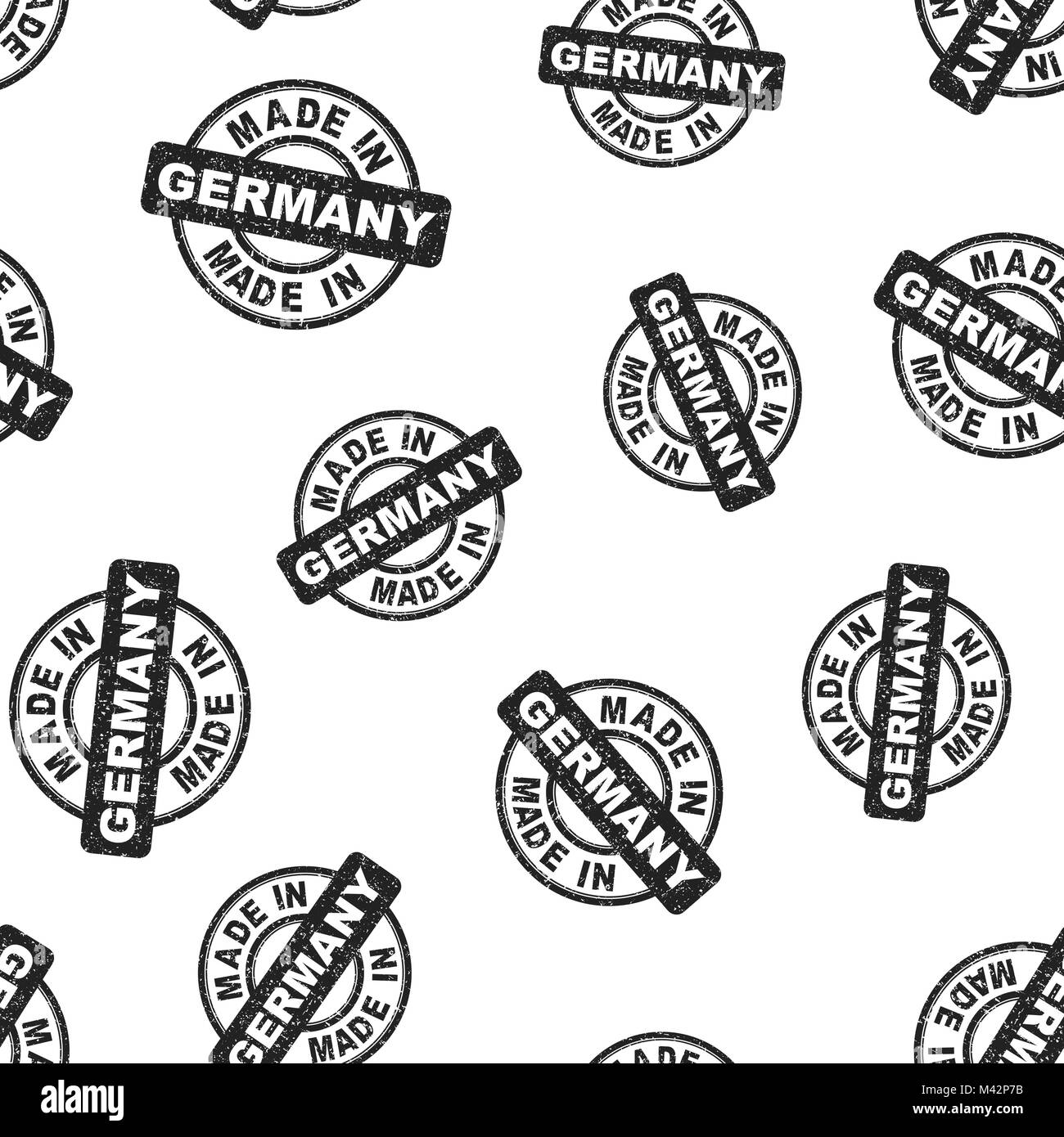 Made in Germany stamp seamless pattern background. Business flat vector illustration. Manufactured in Germany symbol pattern. Stock Vector