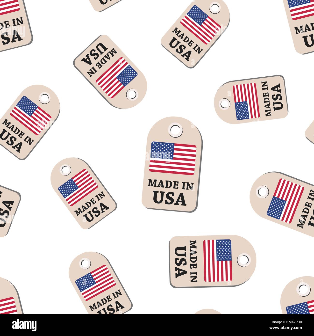 Hang tag made in USA with flag seamless pattern background. Business flat  vector illustration. Manufactured in USA symbol pattern Stock Vector Image  & Art - Alamy