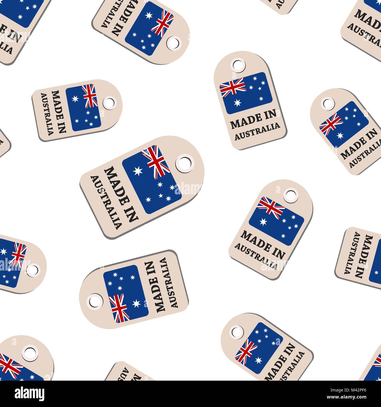Hang tag made in Australia with flag seamless pattern background
