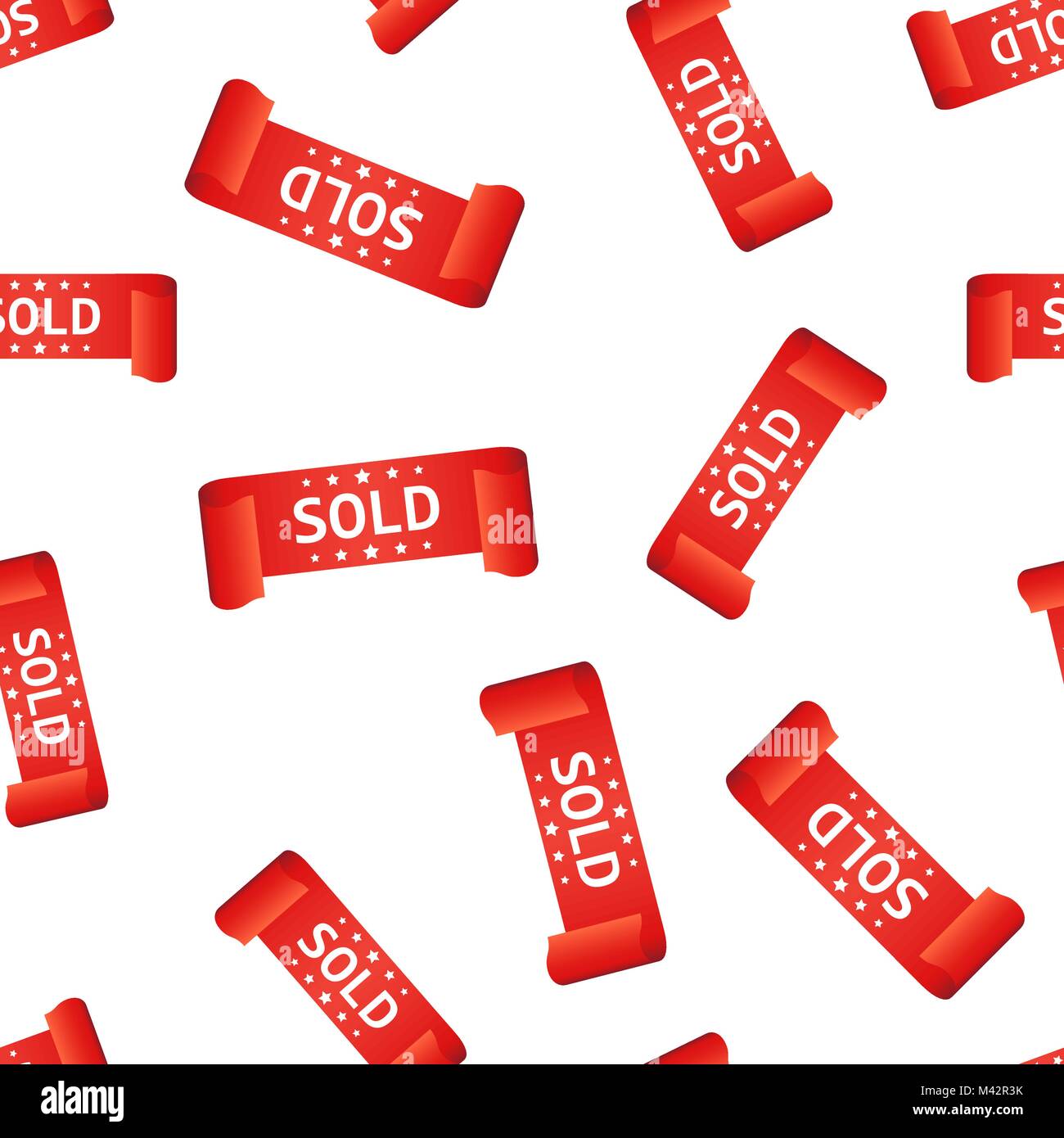 Sold ribbon hang tag seamless pattern background. Business flat vector ...