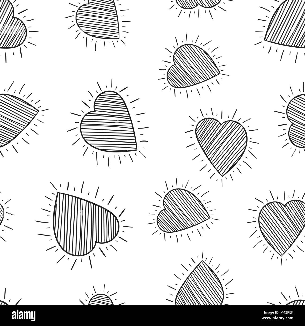 Hand drawn hearts seamless pattern background. Business flat vector ...