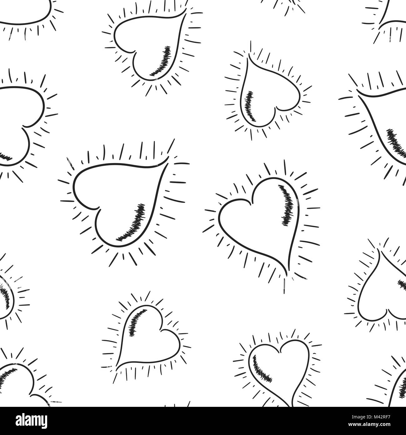Hand drawn hearts seamless pattern background. Business flat vector ...