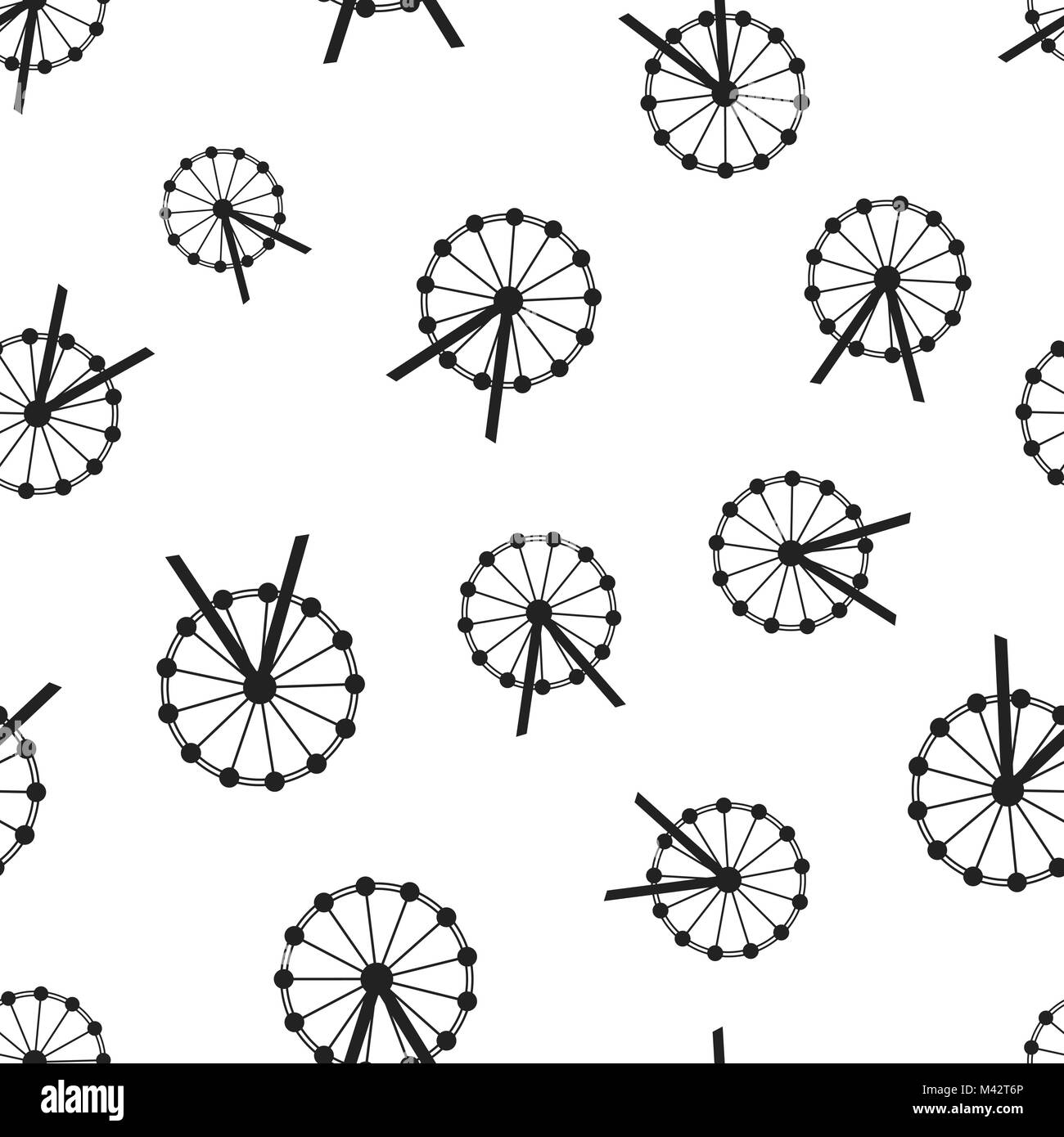 Fun Wheel Pattern Ferris wheel seamless pattern background. Business flat vector ...