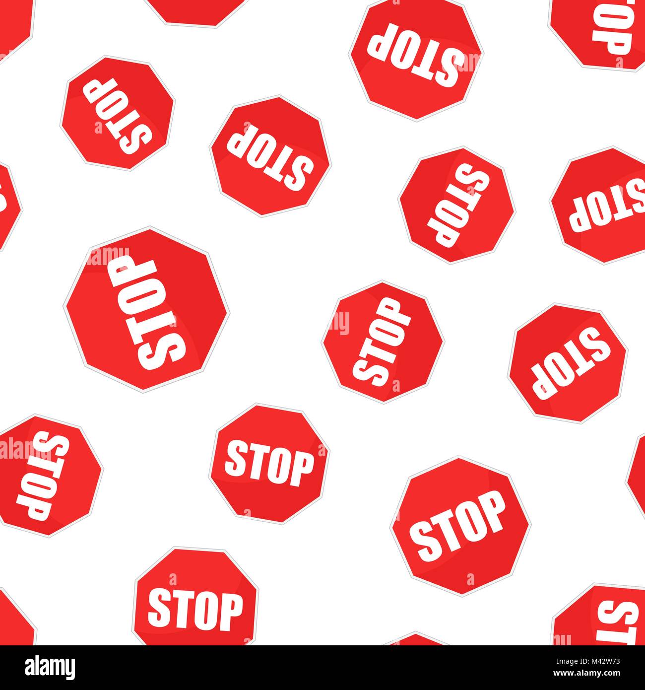Red stop sign seamless pattern background. Business flat vector ...