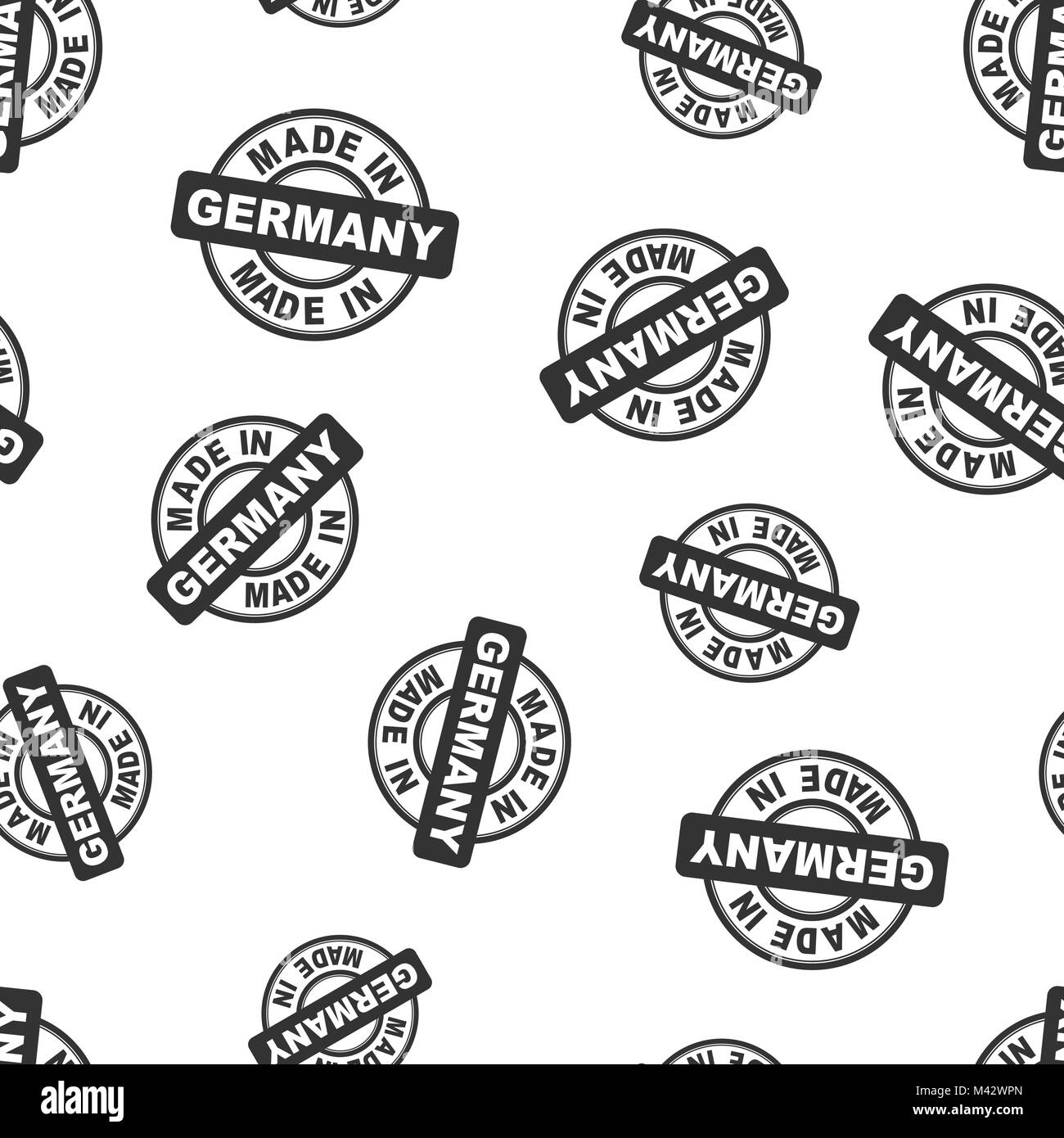 Made in Germany stamp seamless pattern background. Business flat vector illustration. Manufactured in Germany symbol pattern. Stock Vector