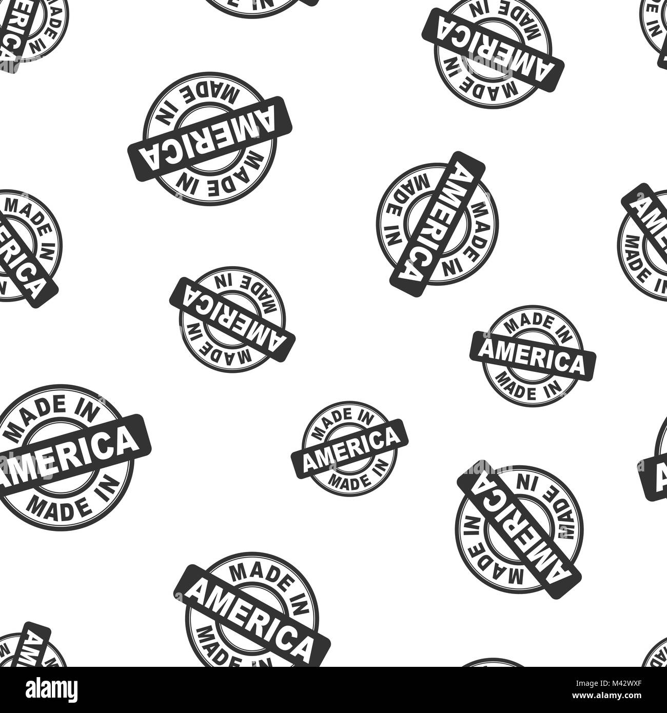 Made in America stamp seamless pattern background. Business flat vector