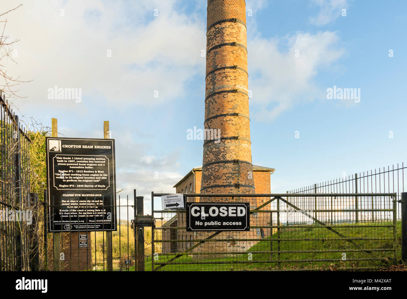 Crofton Pumping Station (Crofton Beam Engines) with its old chimney in Wiltshire, England, UK Stock Photo