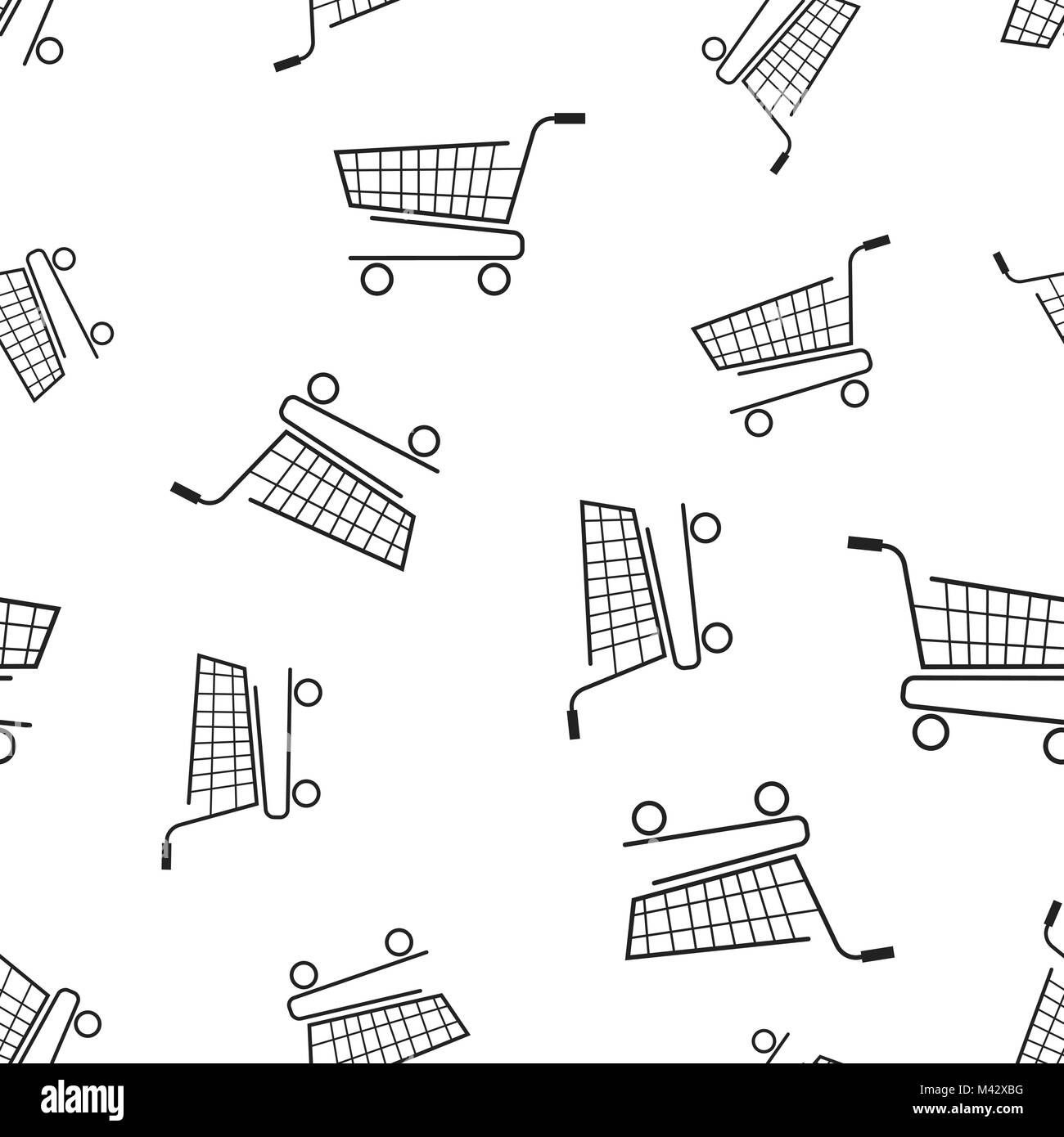 Shopping cart seamless pattern background. Business concept vector