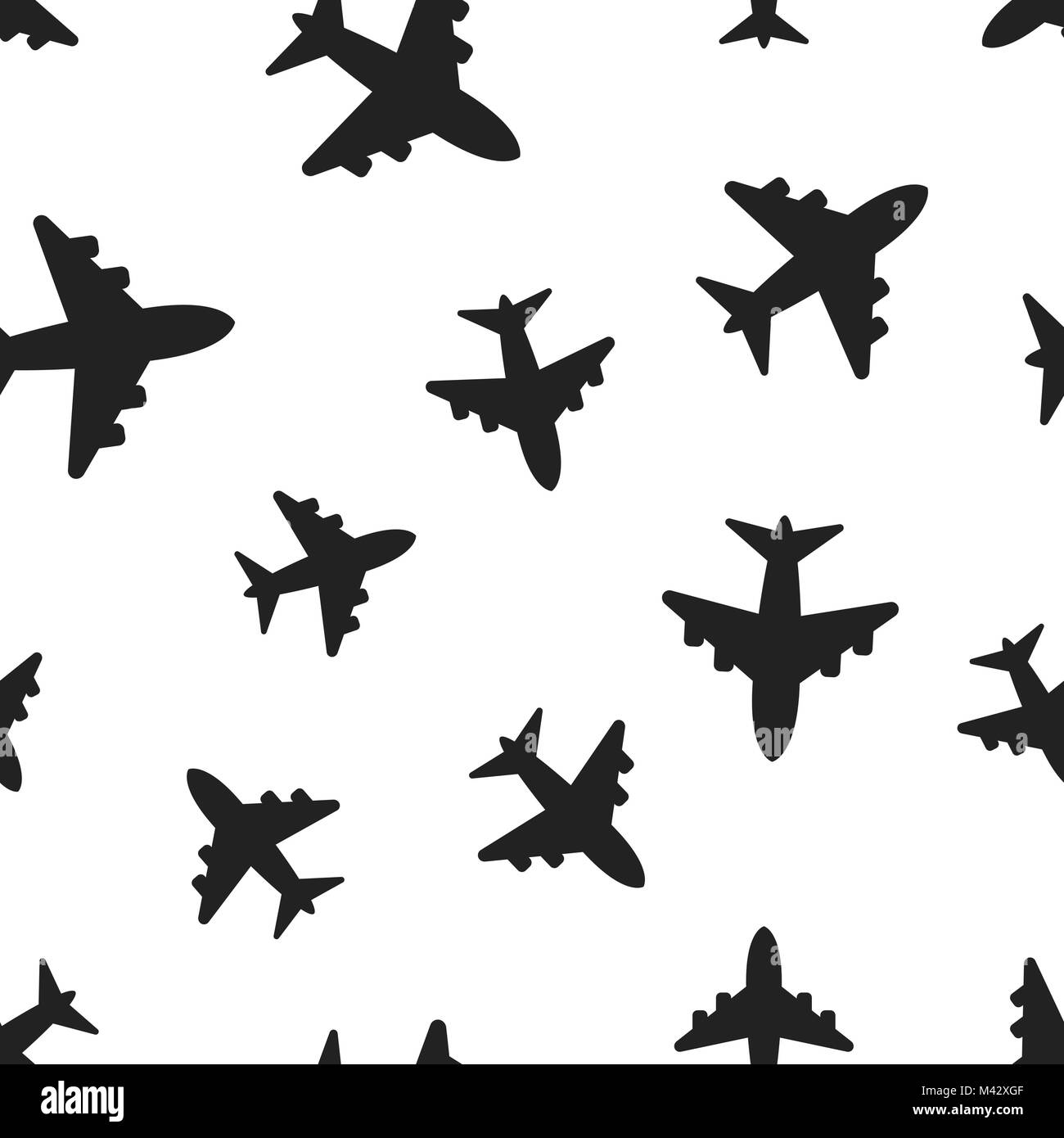 Airplane seamless pattern background. Business concept vector illustration. Airport plane symbol pattern. Stock Vector