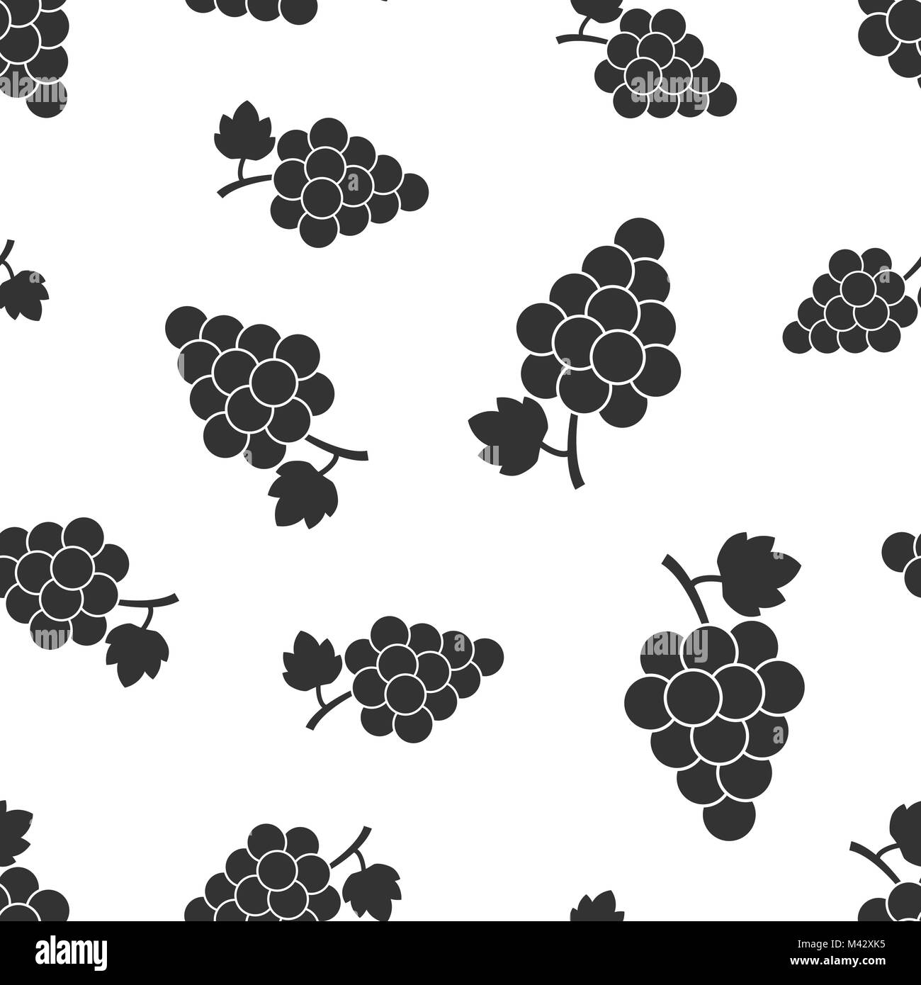 Grape fruit with leaf seamless pattern background. Business concept vector illustration. Bunch of wine grapevine symbol pattern. Stock Vector