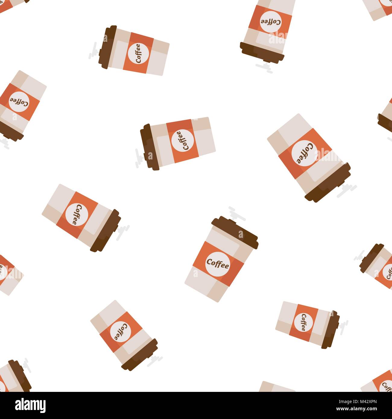 Coffee cup seamless pattern background icon. Business flat vector ...