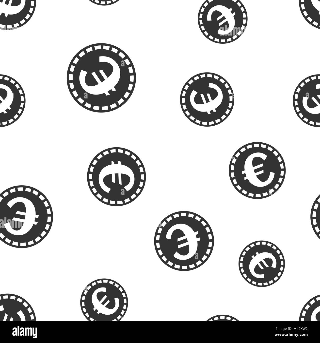 Euro coins money seamless pattern background icon. Business flat vector ...