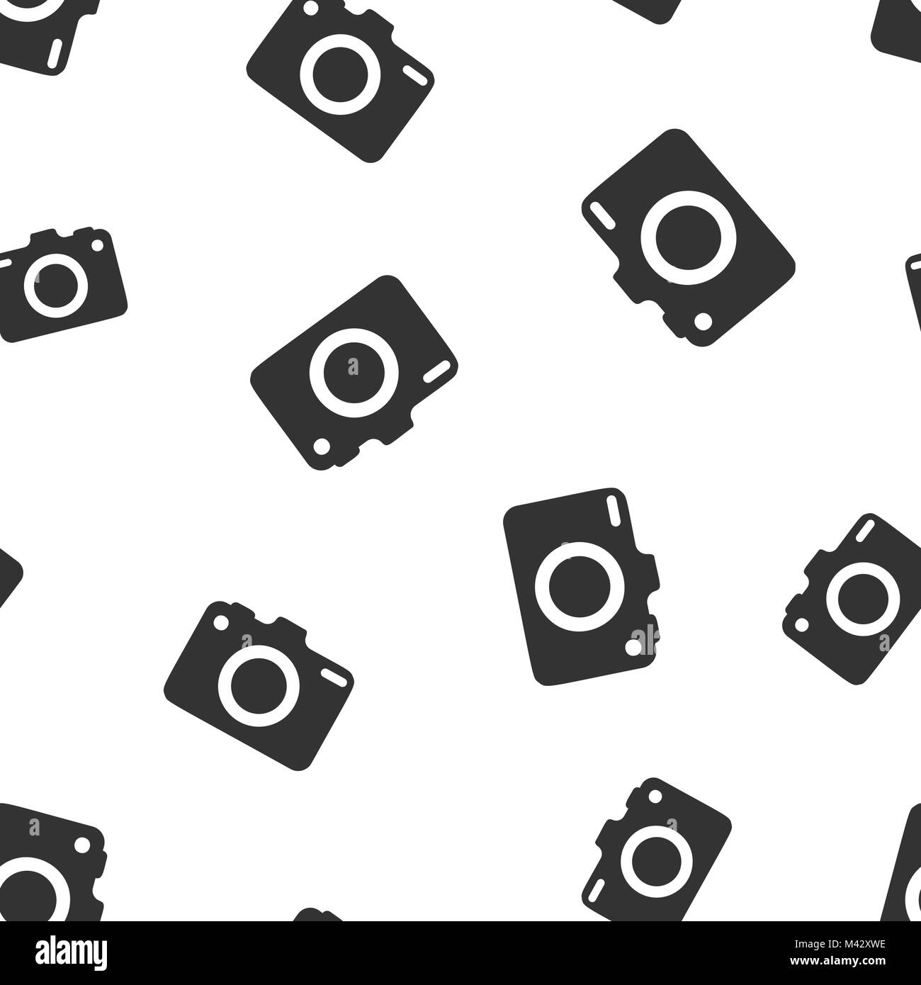 Camera icon seamless pattern background. Business flat vector ...